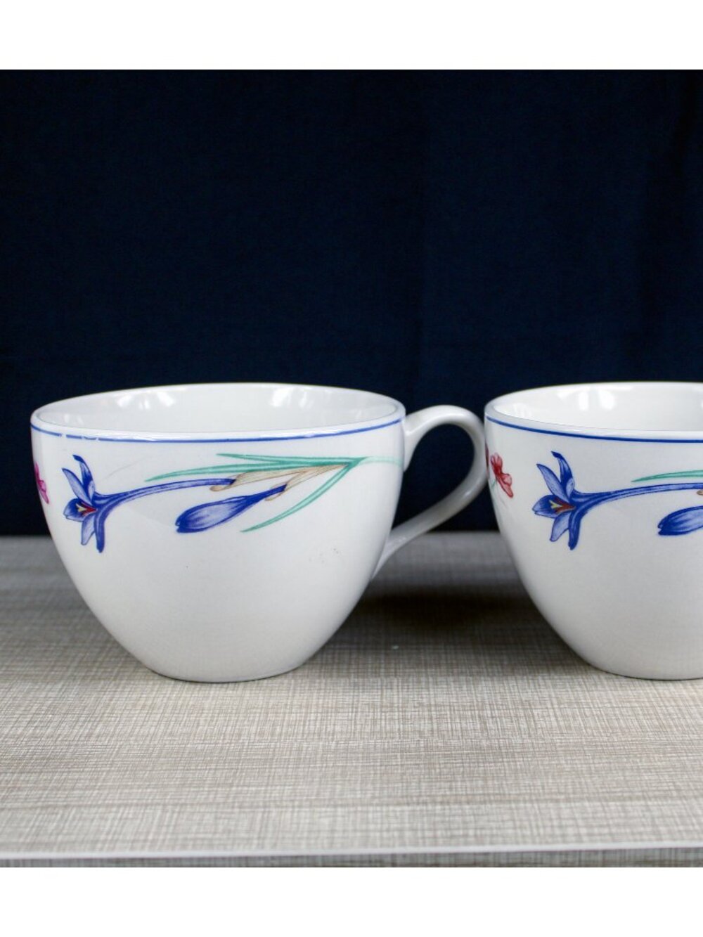 Vtg Forever Spring Stoneware 16 oz Jumbo Mug Coffee Tea Set of 2 Cottagecore 80s